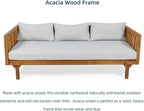 Merax Outdoor Acacia Wood Daybed, 3 Seater Day Bed Couch Sofa - Image 4