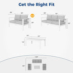 Wisteria Lane Aluminum Outdoor Patio Furniture Set, Modern Patio Conversation - Image 2