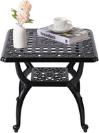 21" Cast Aluminum Outdoor Side Table, Small Patio Table, Outdoor Coffee Tables by Unknown