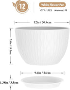12 Inch Large Plant Pots for Indoor or Outdoor Plants, Wide Water Ripples - Image 2