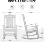 Devoko HDPE Rocking Chair Plastic Outdoor Indoor Patio Rocker Chair High Back - Image 3