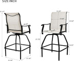LEVELEVE Patio Bar Set 4pcs Swivel Bar Stools Outdoor Bistro Textilene - Image 3