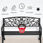 Patio Garden Bench 50 inch Outdoor Metal Loveseat Chairs - Image 4