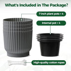 T4U 7 Inch Self Watering Pots for Indoor Plants, 4 Pack Plant Pots, Self - Image 6
