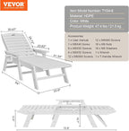 VEVOR Chaise Lounge Chair, 400 lbs Weight Capacity, 6 Positions Adjustable - Image 3