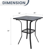 VICLLAX Patio Bar Height Table, Outdoor Square Bistro Table - Image 3