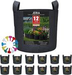 JERIA 12-Pack 7 Gallon Grow Bags, 300G Thickened Nonwoven Garden Pots, Heavy by JERIA