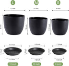 12/10/9 inch Big Flower Pots, 3 Pack Modern Decorative Plastic Planters - Image 3