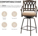 3 Piece Swivel Outdoor Table and Chairs Bar Set, All-Weather Cast Aluminum - Image 4