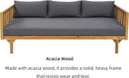 Merax Outdoor 3 Seater Daybed, Acacia Wood Day Bed Couch Sofa - Image 3