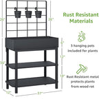 Metal Raised Garden Bed with Trellis & 2-Tier Storage Shelf, Elevated Planter - Image 5