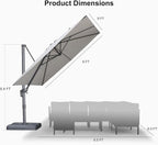 PURPLE LEAF Patio Umbrella 9' X 9' Rectangle Cantilever Umbrella Large Aluminum - Image 9