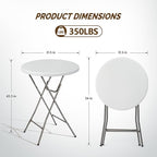 VINGLI 32" Plastic Folding Round Table Bar Height, HDPE Matrial - Image 3