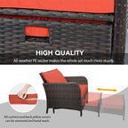LEVELEVE Balcony Furniture 5 Piece Patio Conversation Set, PE Wicker Rattan - Image 5