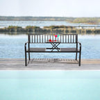 VINGLI 59" Outdoor Metal Bench Patio Bench - Image 9