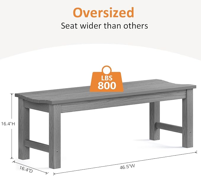 Outdoor Bench Set of 2, 2-Person Patio Backless Benches, HIPS Weatherproof - Image 3