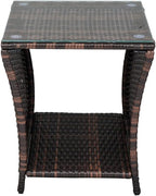 Wicker Rattan Side Table, Outdoor Square Rattan Coffee End Table - Image 4