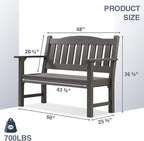 Psilvam 2-Person Outdoor Memorial Bench, All-Weather Poly Lumber Garden Bench - Image 3