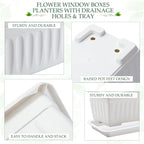 6 Packs 23 Inch Window Flower Box Extra Large Window Sill Herb Garden Long - Image 4