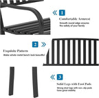 On Shine 50'' Outdoor Bench Weatherproof, Cast Iron All Metal Frame Garden Bench - Image 5