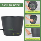 12inch Large Self Watering Plant Pot, Plastic Cylinder Planter - Image 6