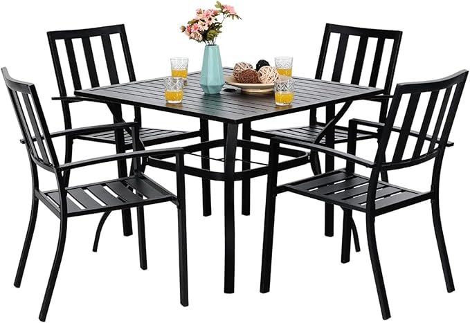 PHI VILLA 5 Pieces Outdoor Metal Dining Set by PHIVILLAThepioneerofcomfortablehouseholdsupplies