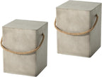 COSIEST Set of 2 Concrete Side Table, Rectangular Outdoor Side Table w Hemp by COSIEST