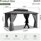 Aoxun 10'x14' Hardtop Gazebo, Aluminum Frame Permanent Pavilion - Image 4