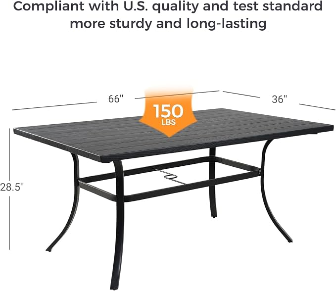 Grand patio Outdoor Dining Set, 7-Piece Patio Table and Chairs Set, Metal Woven - Image 5
