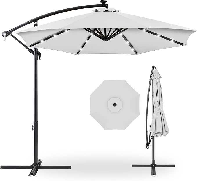 Best Choice Products 10ft Solar LED Offset Cantilever Hanging Market Patio by BestChoiceProducts