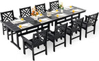HDPE Dining Table Set for 8, 10-Piece Outdoor Table and Chairs Include 8 Dining by Unknown