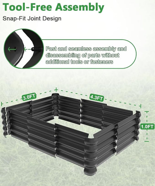4.3x3.0x1.0ft Raised Garden Bed Kit, Rustproof PP Material Garden Box, Flower - Image 2