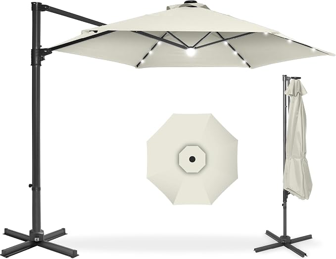 Best Choice Products 10ft Solar LED Offset Cantilever Hanging Market Patio by BestChoiceProducts