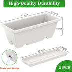 8pcs Rectangle Window Boxes Planters, 17 Inches Long Window Sill Planter Box - Image 5