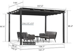 PURPLE LEAF 10' x 13' Aluminum Outdoor Pergola Wind-Resistant Retractable - Image 6