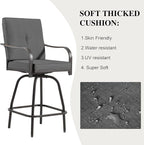 Patio Swivel Bar Stools, Outdoor Bar Height Swivel Chairs Set of 4 - Image 5