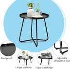 danpinera Outdoor Side Tables, Weather Resistant Steel, Small Round End Table - Image 5