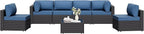 7 Pieces Outdoor Patio Sectional Sofa Couch, Wicker Furniture Patio by Shintenchi