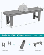 SERWALL 2-Person Outdoor Bench Backless, HDPE Outdoor Benches Weatherproof - Image 3