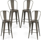 COSTWAY Metal Bar stools Set of 4, by COSTWAY