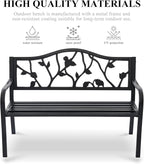 50" Outdoor Garden Bench, Cast Iron Metal Outdoor Benches Weatherproof - Image 5