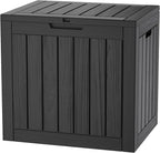 TARKARI 35 Gallon Lockable Resin Deck Box, Waterproof & UV-Resistant Outdoor by Home