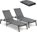 VEVOR 2 Pcs Chaise Lounge Chairs Outdoor, Aluminum Patio Lounge Chair by VEVOR