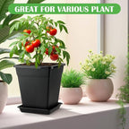 BTPLASTIK Plant Pots 10 Inch Set of 5, Large Square Plastic Planter - Image 6