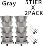GameXcel Vertical Planter 5 Tier Stackable Planters Garden Planters Strawberry - Image 8