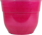 Garden Elements Indoor/Outdoor Glazed Brushed Happy Plastic Planter, Bright Pink by GardenElements