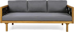 Merax Outdoor 3 Seater Daybed, Acacia Wood Patio Day Bed Couch Sofa - Image 6