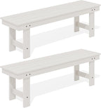 SERWALL 2-Person Outdoor Bench Backless, HDPE Outdoor Benches Weatherproof by SERWALL