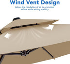 10x13FT Beige Brown Cantilever Outdoor Patio Umbrella - Image 4