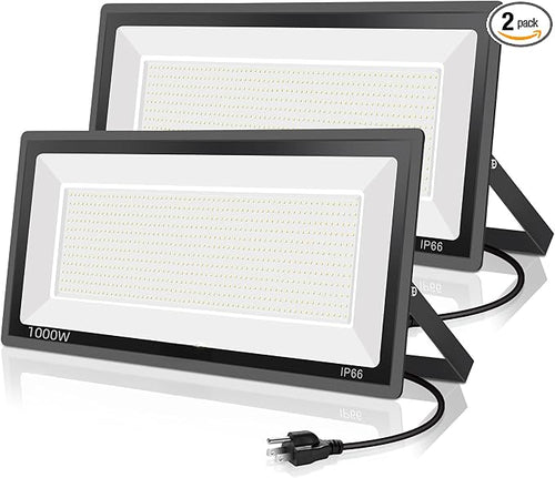 2 Pack 1000W LED Flood Light Outdoor, 4250W Equivalent Super Bright 99500LM by YANYCN